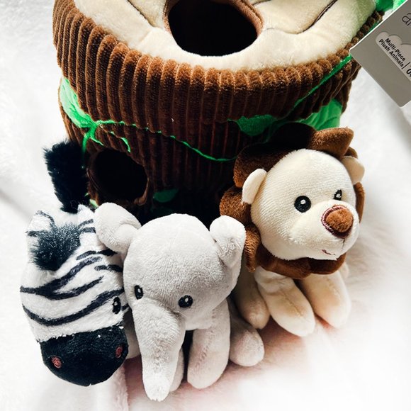 MOON & STARS Multi Piece Plush Safari Animals w/Tree Trunk Carrier, NWT - Picture 3 of 14